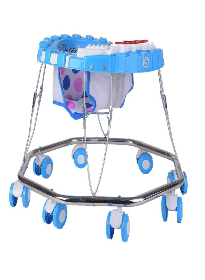 Maanit Walker with Foldable,Cushion Seat | Activity Walker for Baby with Musical Toy Bar | Walker Boys and Girls (Blue) - Image 1