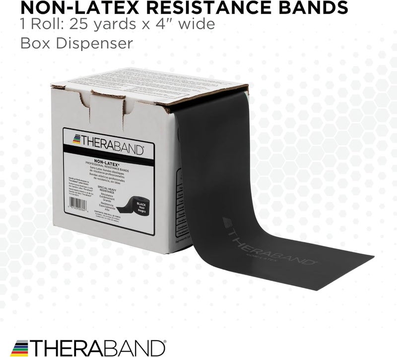 THERABAND Latex-Free Professional Special Heavy Resistance Bands - 25-Yard Dispenser Box, Black - Image 2