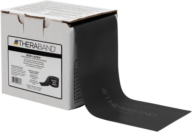 THERABAND Latex-Free Professional Special Heavy Resistance Bands - 25-Yard Dispenser Box, Black - Image 1