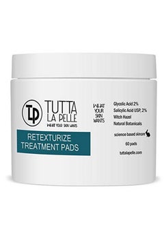tutta la pelle 2% Glycolic Acid 2% Salicylic Acid Pads Acne Treatment Mild Strength For Sensitive Skin Witch Hazel Pads Acne Solutions For Facial Exfoliating And Smoother Looking Skin 60 Face Pads  - Image 1