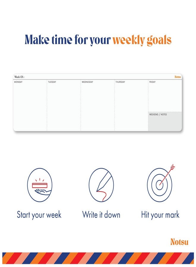 Notsu Weekly Planner Notepad | Tear Off Desk Calendar Pad, Undated | Mini Desk Planner Pad, Fits Alongside Keyboard | 50 Sheets, Thick Paper - Image 5