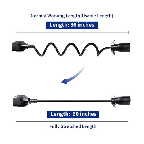 Oyviny 7 Way Round to 5 Way Flat Coiled Trailer Plug Adapter 7 Pin to 5 Pin Trailer Coiled Wiring Adapter Full Length 5 Foot (60 inches) - Image 2