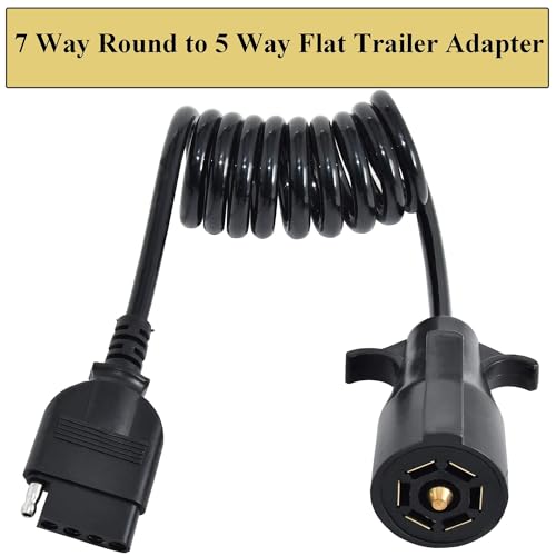 Oyviny 7 Way Round to 5 Way Flat Coiled Trailer Plug Adapter 7 Pin to 5 Pin Trailer Coiled Wiring Adapter Full Length 5 Foot (60 inches) - Image 4