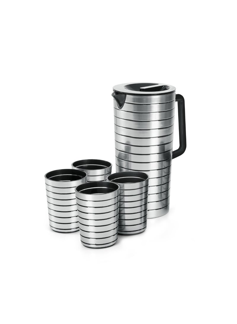 رويال فورد Royalford 5-Piece Water Jug Set- RF12164| Premium-Quality Plastic Set with 2.5 L Water Jug and 4 400 ML Glasses| Unbreakable Jug with Lid for Juices, Squashes, Milk| Food Grade, Break-Resistant Multicolor - Image 1