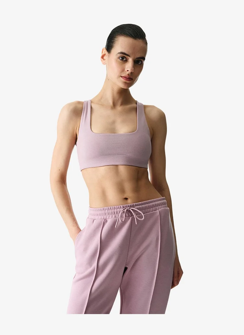 بنتي Women Cotton Modal Blend Twisted Back Lilac Top