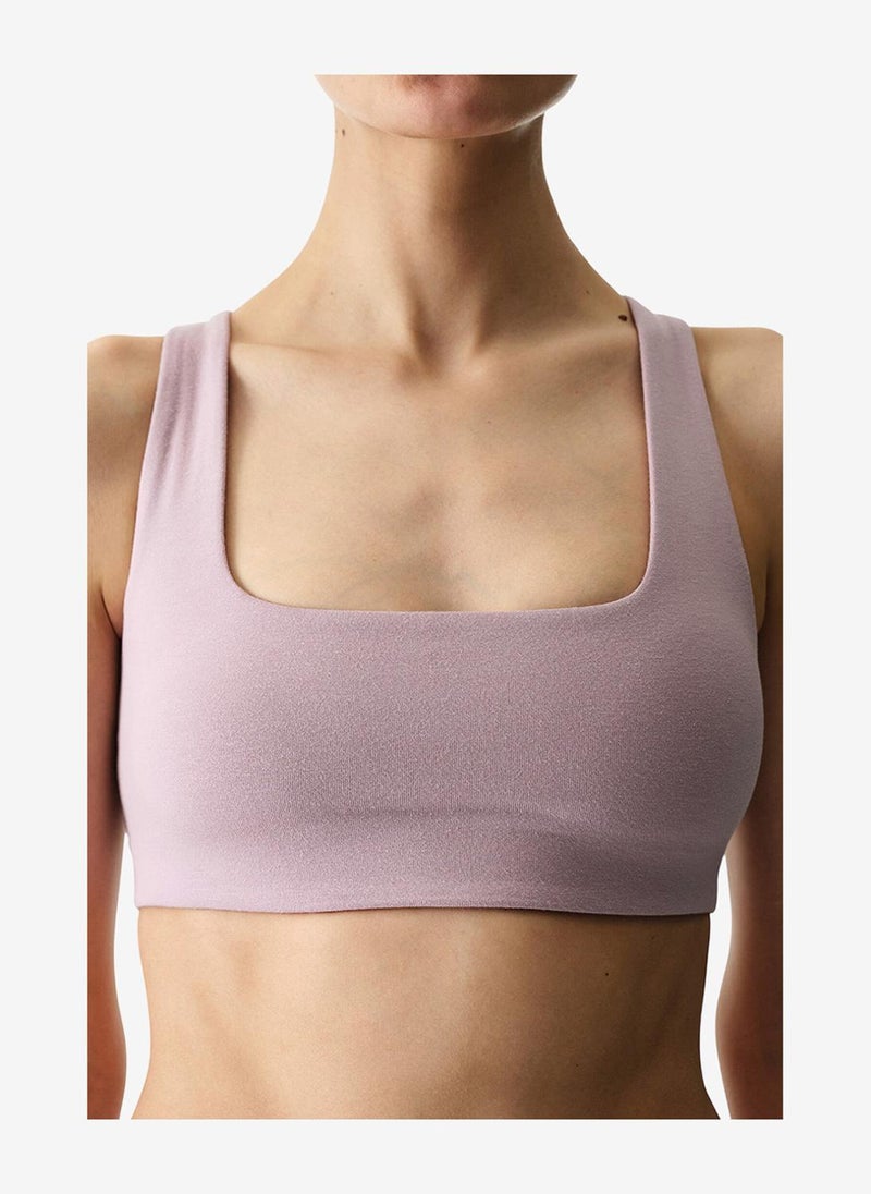 Penti Women Cotton Modal Blend Twisted Back Lilac Top - Image 3