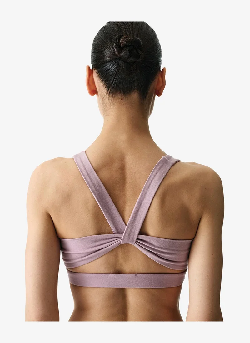 بنتي Women Cotton Modal Blend Twisted Back Lilac Top