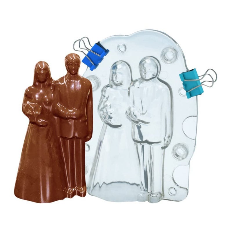 TUKE Chocolate Molds 3D Bride and Groom Couple Candy Fondant Mold Birthday Cake Decorating Molds with Clips