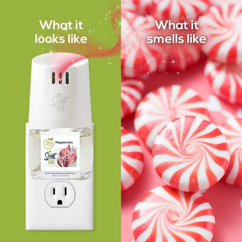 Scent Fill 100% Natural Peppermint Plug in Air Freshener, Scented Oil Refills, 2 Refills + Diffuser - Image 5