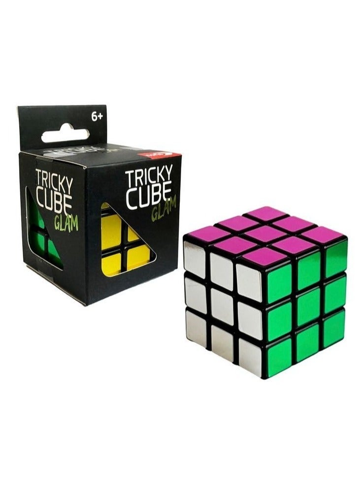 Tricky Cube Glam Puzzle Cube Brain Teaser Toy for Kids and Adults, Twist & Solve Fidget Game - Image 1