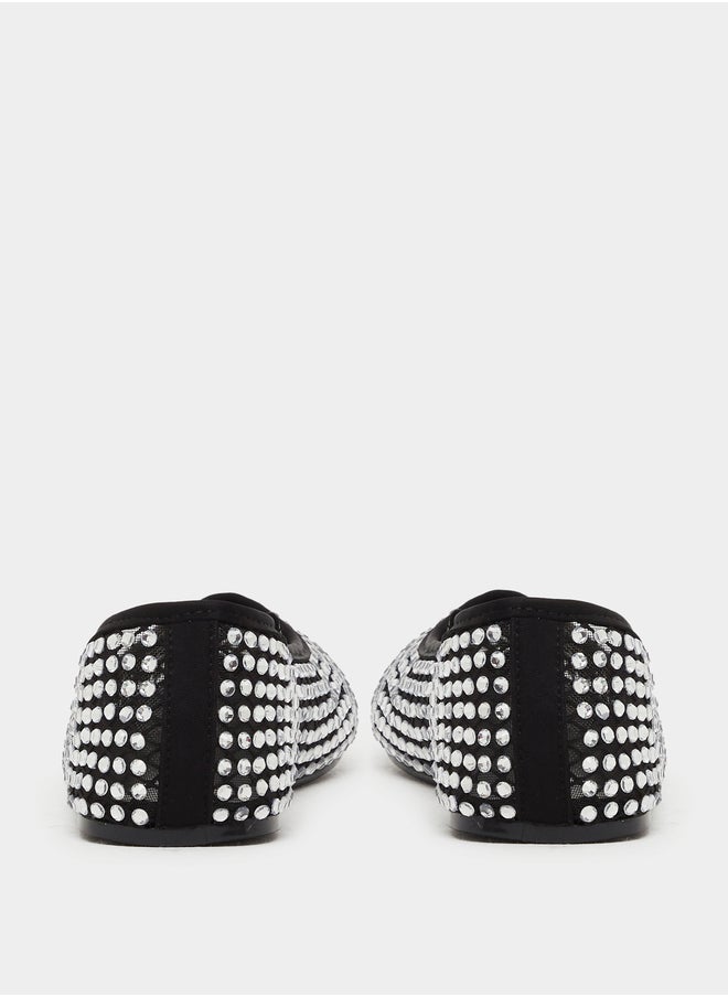 Styli Embellished Round Toe Ballerina Shoes  - Image 4