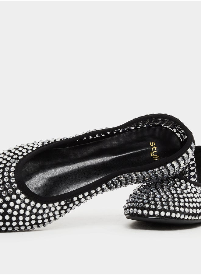 Styli Embellished Round Toe Ballerina Shoes  - Image 3