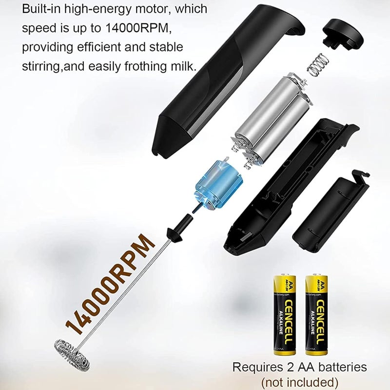 JENICO WORLD Milk Frother Beater for Coffee Handheld Stainless Steel Electric Whisk Battery Powered Foam Maker Mini Coffee Mixer Blender for Drink - Image 3