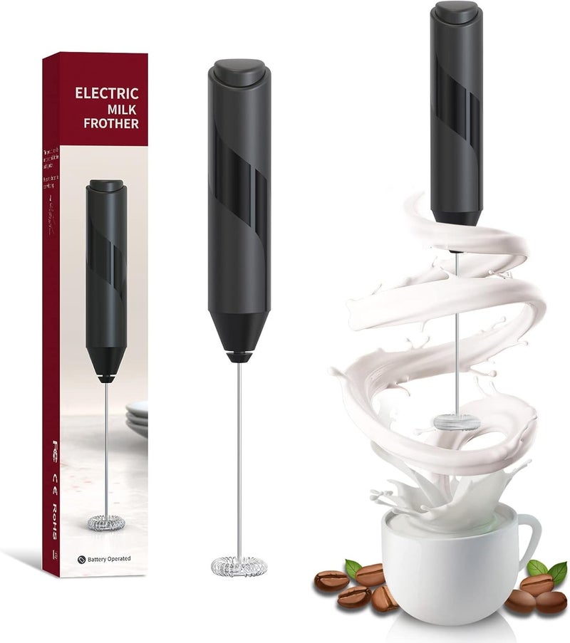 JENICO WORLD Milk Frother Beater for Coffee Handheld Stainless Steel Electric Whisk Battery Powered Foam Maker Mini Coffee Mixer Blender for Drink - Image 1