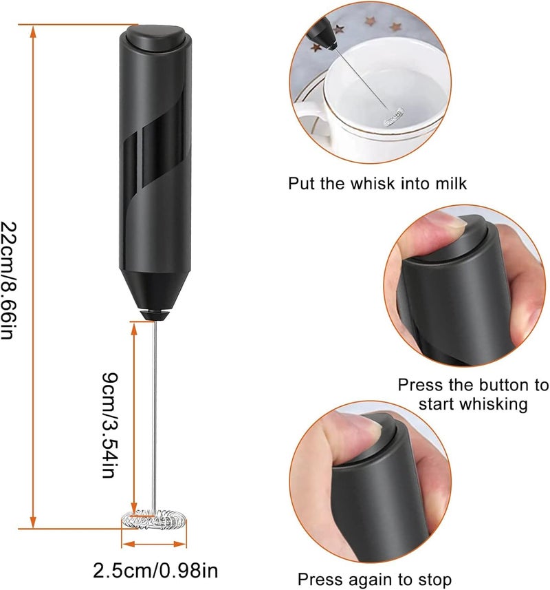 JENICO WORLD Milk Frother Beater for Coffee Handheld Stainless Steel Electric Whisk Battery Powered Foam Maker Mini Coffee Mixer Blender for Drink - Image 2