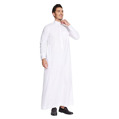 sabolia Saudi Style Arabic Thobe Men’s Arab Robe Men’s Muslim Clothes Ramadan Middle East Ethnic Clothes Cuff Sleeve Size 54 (S) - Image 5