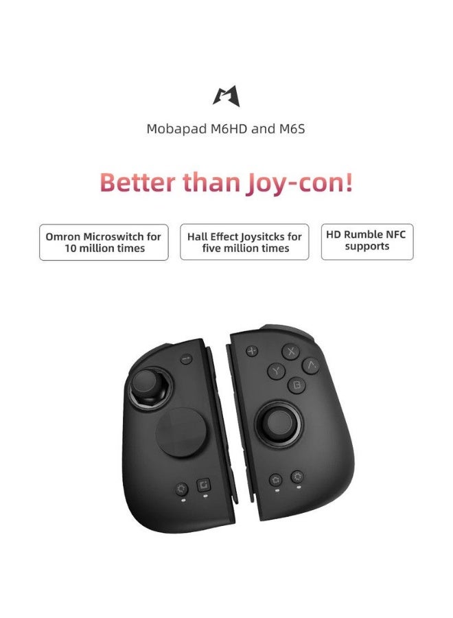 Mobapad M6 HD Gemini Wireless Bluetooth Gaming Controller with Joystick Grip for Nintendo Switch, Includes Bag, White - Image 5
