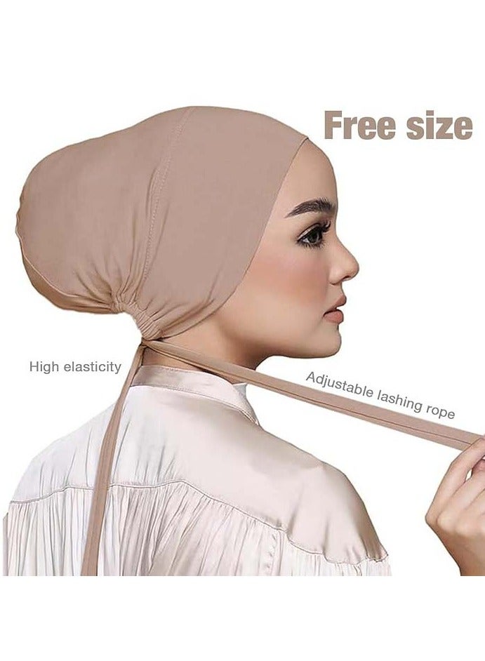YIM-VIBEHAUS 3PCS Under Hijab Head Cap Muslim Under Scarf Hijab Cap Solid Color Women Under Scarf Hat Hijab Cap Stretchy Sleeping Cap - Image 3