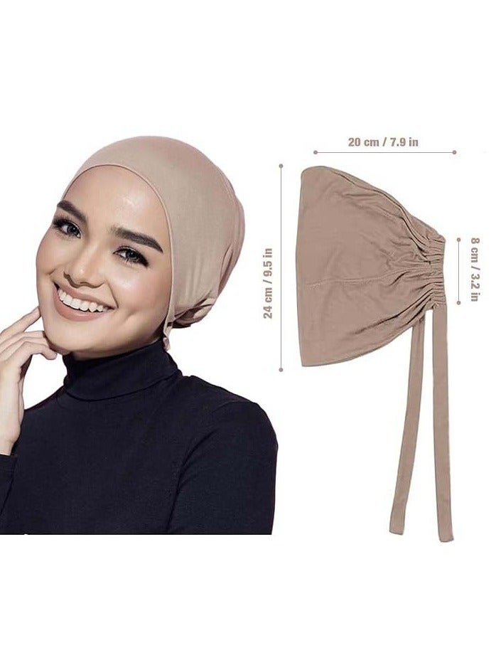 YIM-VIBEHAUS 3PCS Under Hijab Head Cap Muslim Under Scarf Hijab Cap Solid Color Women Under Scarf Hat Hijab Cap Stretchy Sleeping Cap - Image 4