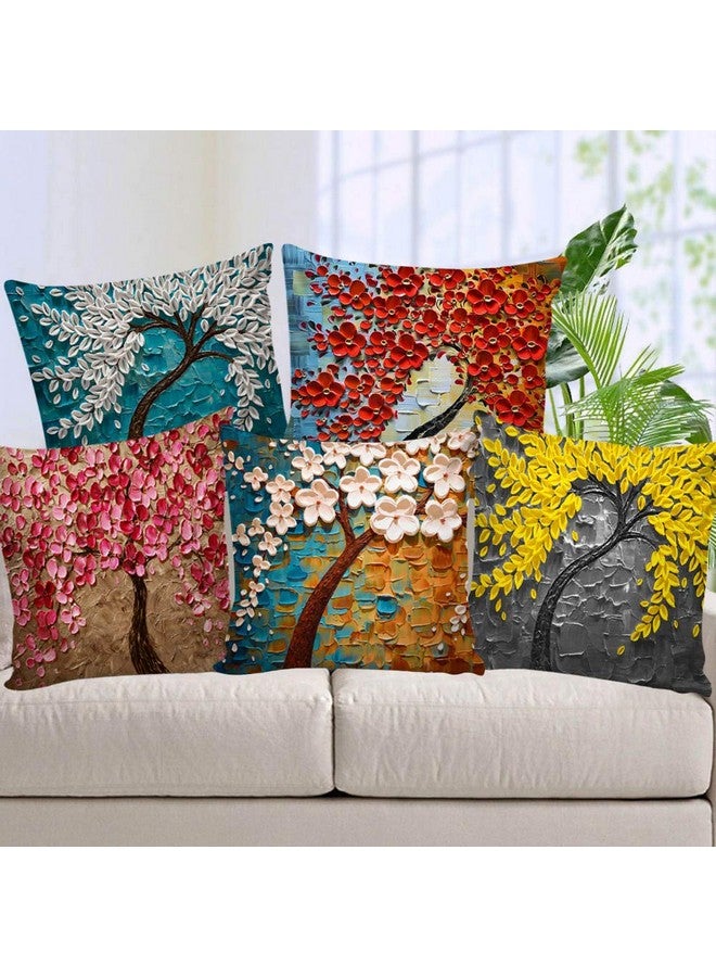 AEROHAVEN Set of 5 Decorative Hand Made Velvet Throw/Pillow 250 TC Cushion Covers with Cushions - Cc-164 - (16 X 16 Inch with Filler) Multicolor - Image 2