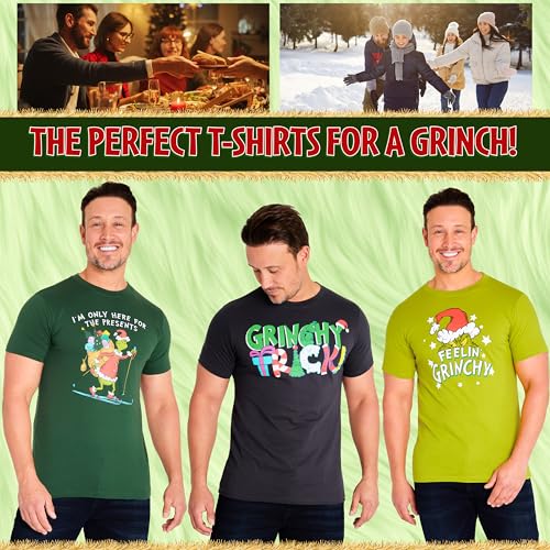 The Grinch Gifts Christmas T Shirts for Men, Teens, 3 Pack Crew Neck Tees, Tshirt Lounge Wear Dr Seuss for Men (L, Multi 3 Pack) - Image 2