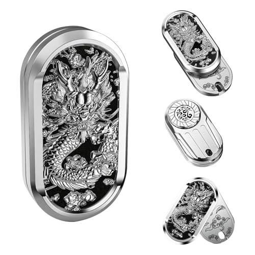 HIDEDC Rotation Fidget Slider Metal Fidget Toys Adults Haptic Coin Infinite Rotation Push EDC Fidget Toys Sensory Toy for Adults Executive Desk Toy for Keep Focus Stress Relief Dragon - Image 1