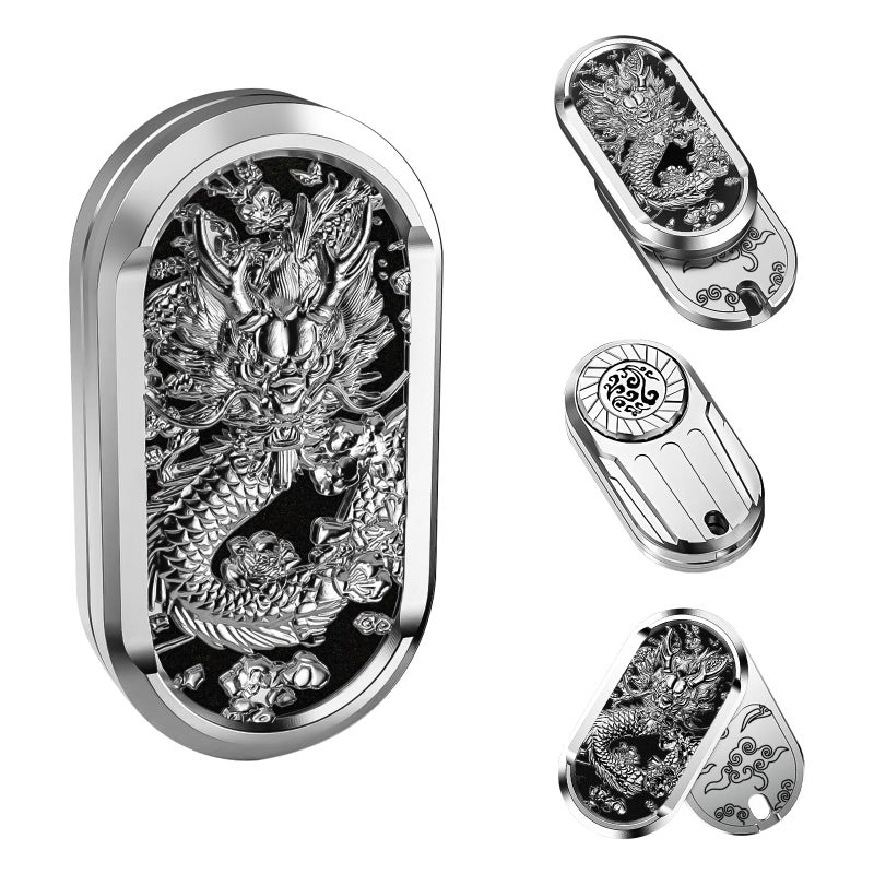 HIDEDC Rotation Fidget Slider Metal Fidget Toys Adults Haptic Coin Infinite Rotation Push EDC Fidget Toys Sensory Toy for Adults Executive Desk Toy for Keep Focus Stress Relief Dragon - Image 3