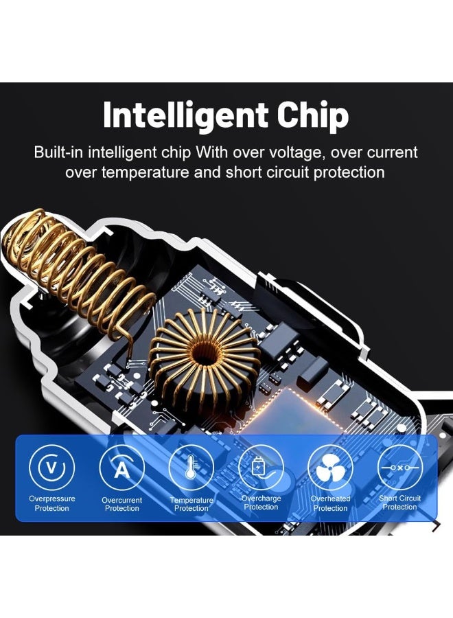 TUNKE 6-in-1 Multi-Port Car Charger with Voltage Detection, 2PD+3USB+QC3.0 Fast Charge Cigarette Lighter Plug Adapter Compatible with iPhone,Android,Samsung,iPad Pro and More - Image 3