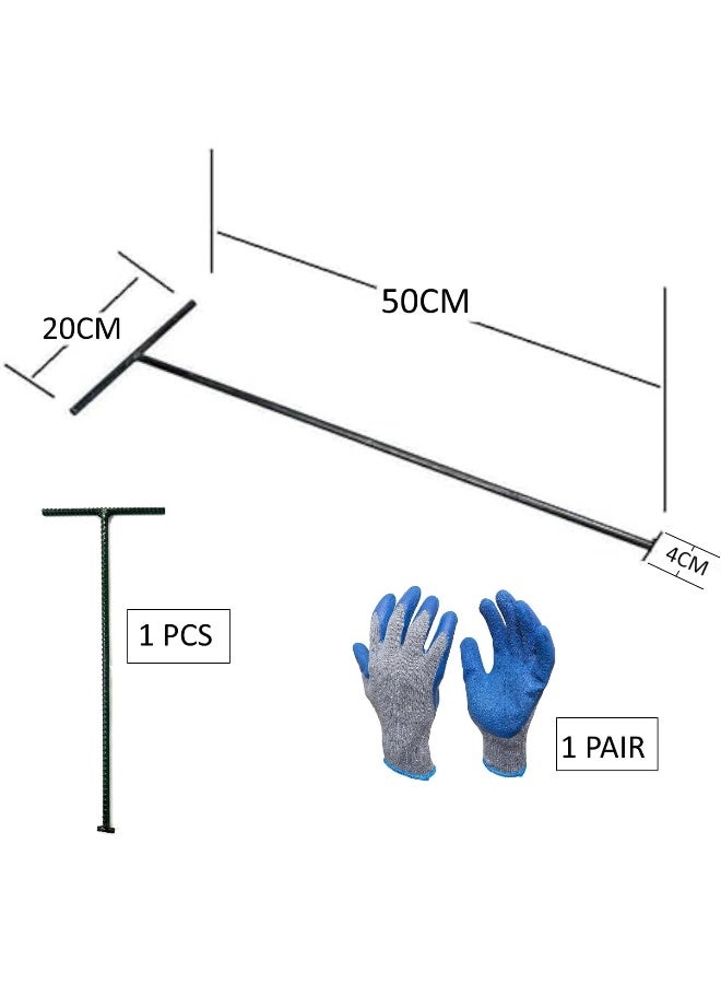 Biella Manhole Open Key (50Cm) And Grip Gloves For Using Heavy Concrete Sewer Drainage Ditch Rolling Gate - Image 2