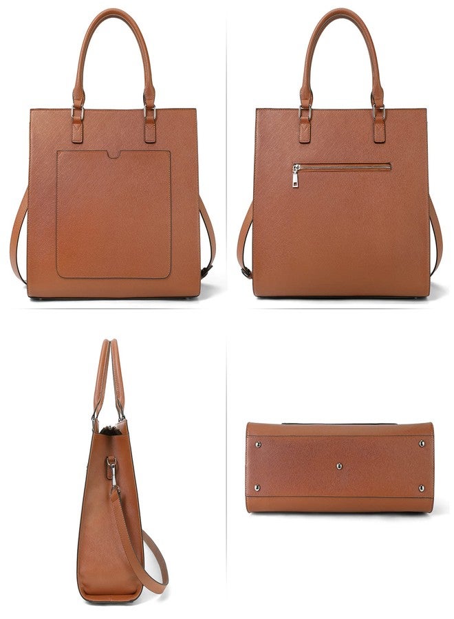 BROMEN Womens Briefcase Leather 15.6 inch Laptop Shoulder Bag Business Tote Handbag Brown - Image 2