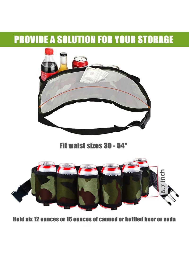 SYOSI 6 Hole Drinks Belt Holder for Men and Women, Adjustable Beverage Can Carrier for Outdoor Activities, Perfect for Camping, Hiking, Picnics, Parties - Image 2