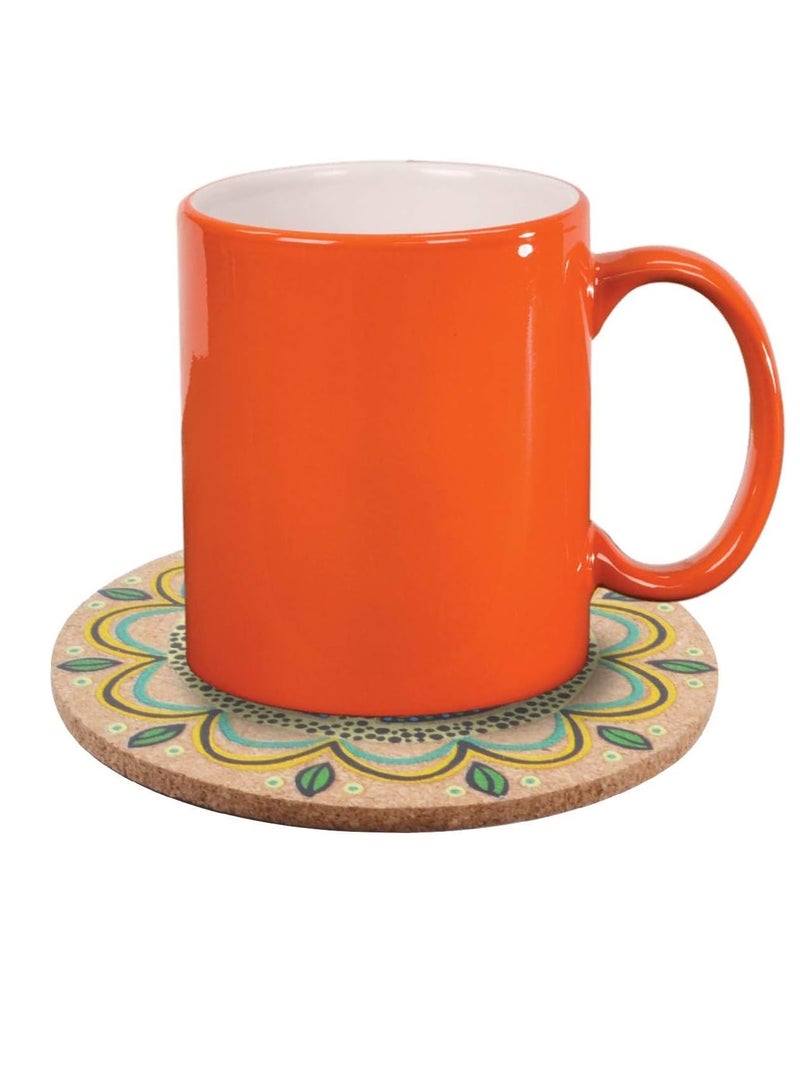 Natural Cork Coasters Set of 8 - Heat-Resistant & Absorbent Drink Mats with 4 Stylish Designs & 2 Organza Bags, Perfect for All Cup Sizes, 4 Inches  - Image 3