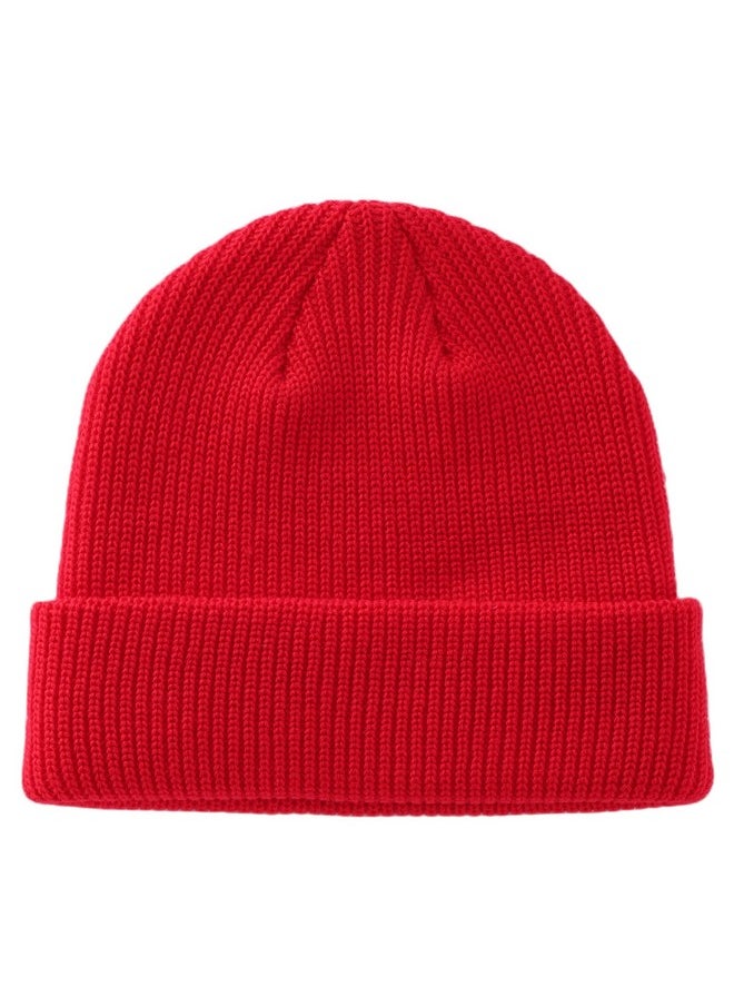 Connectyle - Connectyle Outdoor Classic Bassic Men 's Warm Winter Hats Daily Thick Knit Cuff Beanie Cap Red, 55 60cm - Image 1