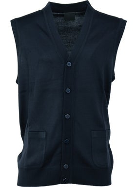 Men's V-Neck Buttoned Double Pocket Classic Model Casual Cut Thin Wool Woven Vest