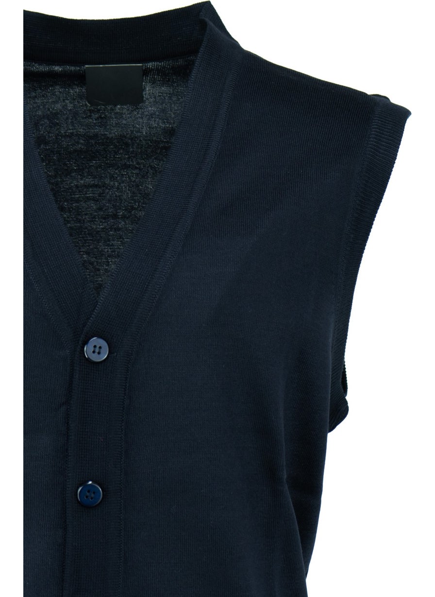 Oppland - Men's V-Neck Buttoned Double Pocket Classic Model Casual Cut Thin Wool Woven Vest - Image 1