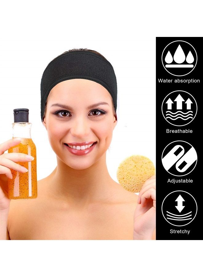Whaline Spa Facial Headband Make Up Wrap Head Terry Cloth Headband Adjustable Towel for Face Washing, Shower, 3 Pieces (White, Black, Pink) - Image 5
