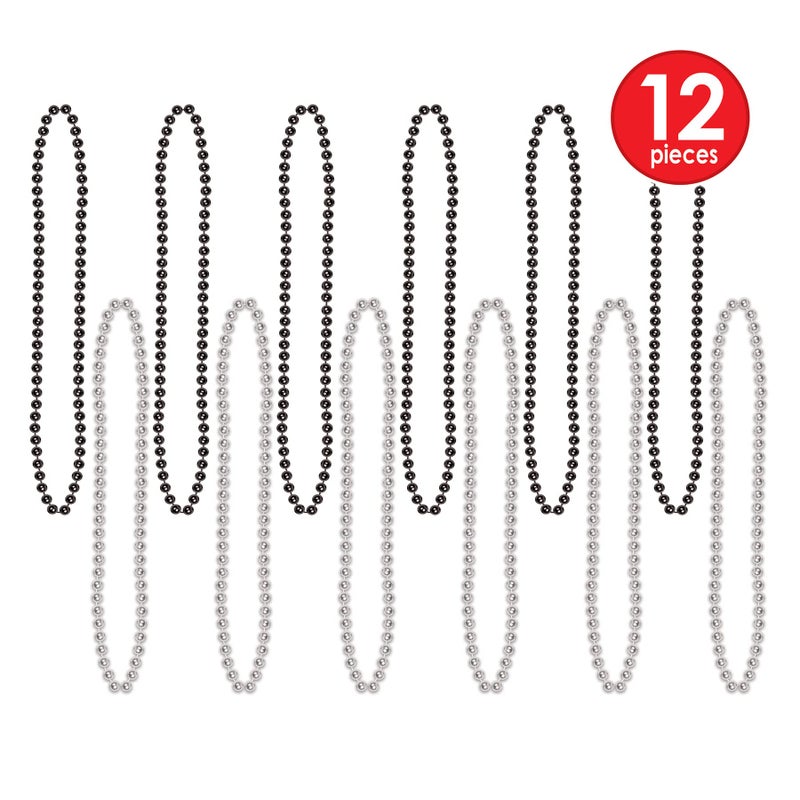 Beistle Black & Silver Party Beads - Small Round - Image 4