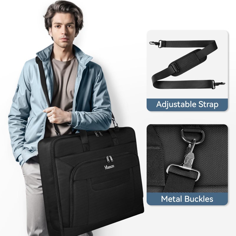 Mancro Garment Bags for Travel, Large Travel Suit Bag for Men Women with Shoulder Strap, Wrinkle Free Carry On Garment Bags for Hanging Clothes, Business Foldable Hanging Luggage Bag for Travel, Black - Image 5