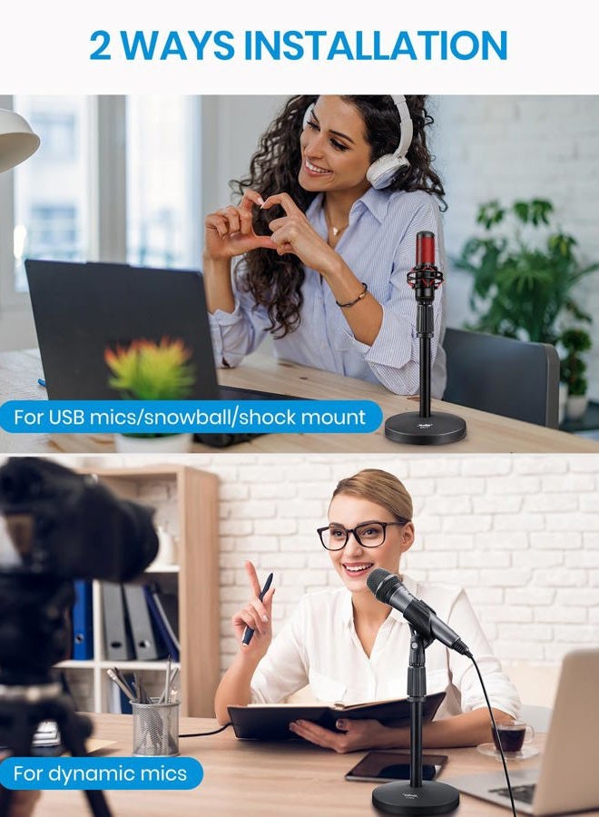 Moukey Desktop Microphone Stand, Moukey Upgraded Adjustable Table Mic Stand with Non-Slip Metal Base for Blue Yeti Snowball Spark, Other Microphone, height adjustment 9.84” to 14.17”-MMs-2 - Image 5