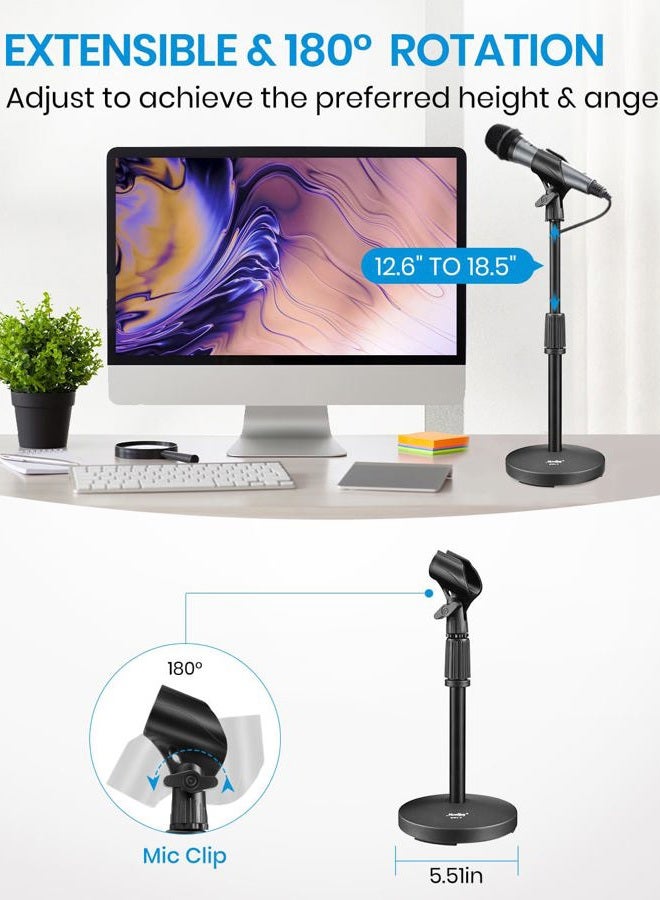 Moukey Desktop Microphone Stand, Moukey Upgraded Adjustable Table Mic Stand with Non-Slip Metal Base for Blue Yeti Snowball Spark, Other Microphone, height adjustment 9.84” to 14.17”-MMs-2 - Image 2