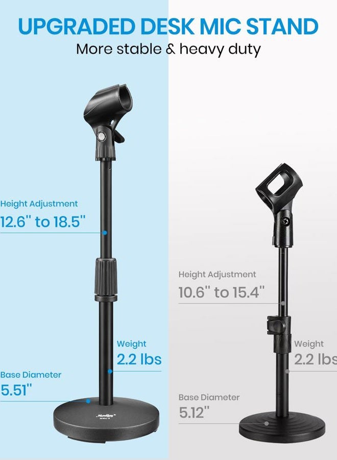 Moukey Desktop Microphone Stand, Moukey Upgraded Adjustable Table Mic Stand with Non-Slip Metal Base for Blue Yeti Snowball Spark, Other Microphone, height adjustment 9.84” to 14.17”-MMs-2 - Image 3