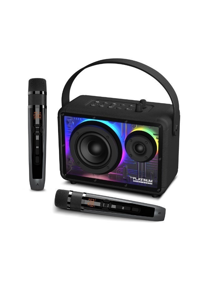 Platinum Karaoke Platinum Apollo pro portable Karaoke speaker with 2 rechargeble wireless mic portable bluetooth speaker for adults kids speaker with RGB Lights Connectivity Aux IN/OUT USB TWS - Image 1