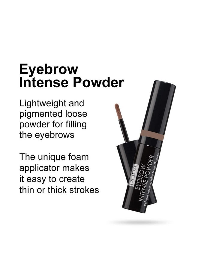 PUPA - Pupa Milano Eyebrow Intense Powder - Instant Tinting Brow Definer Powder - Buildable, Soft, Smudge Proof Texture - Gives Thin, Sparse Brows Natural Color and Shape - 002 Brown - 0.035 oz - Image 1