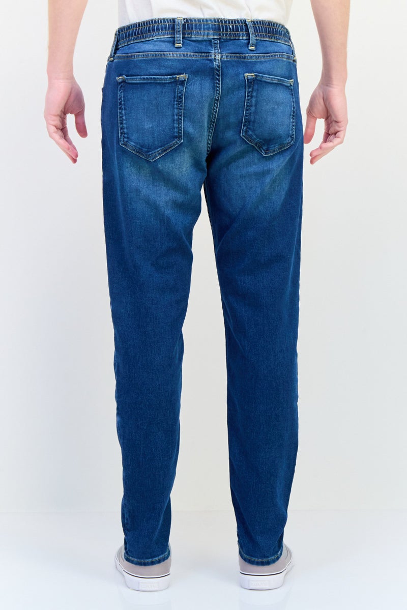 Celio Men Slim Fit Washed Stretchable Straight Leg Jeans, Navy - Image 3