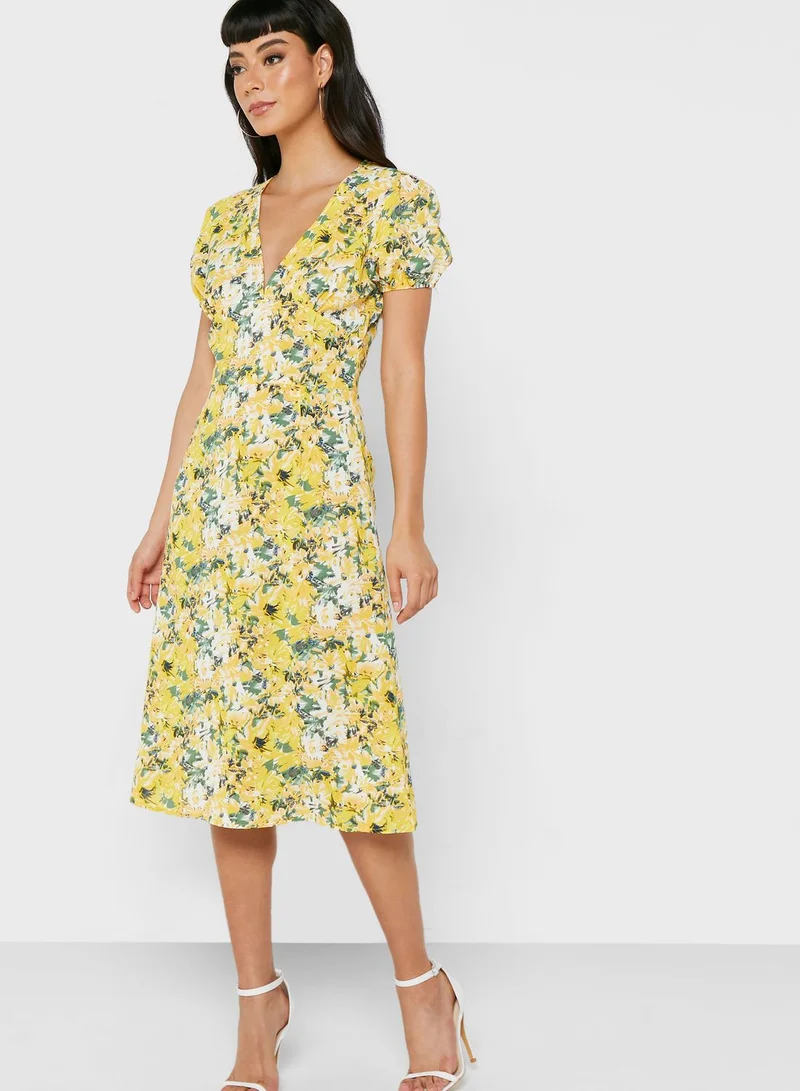 ELLA V Neck Printed Dress