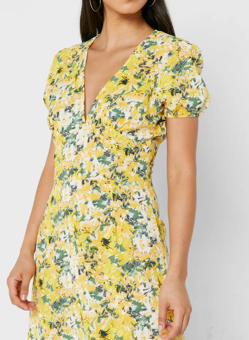 ELLA V Neck Printed Dress