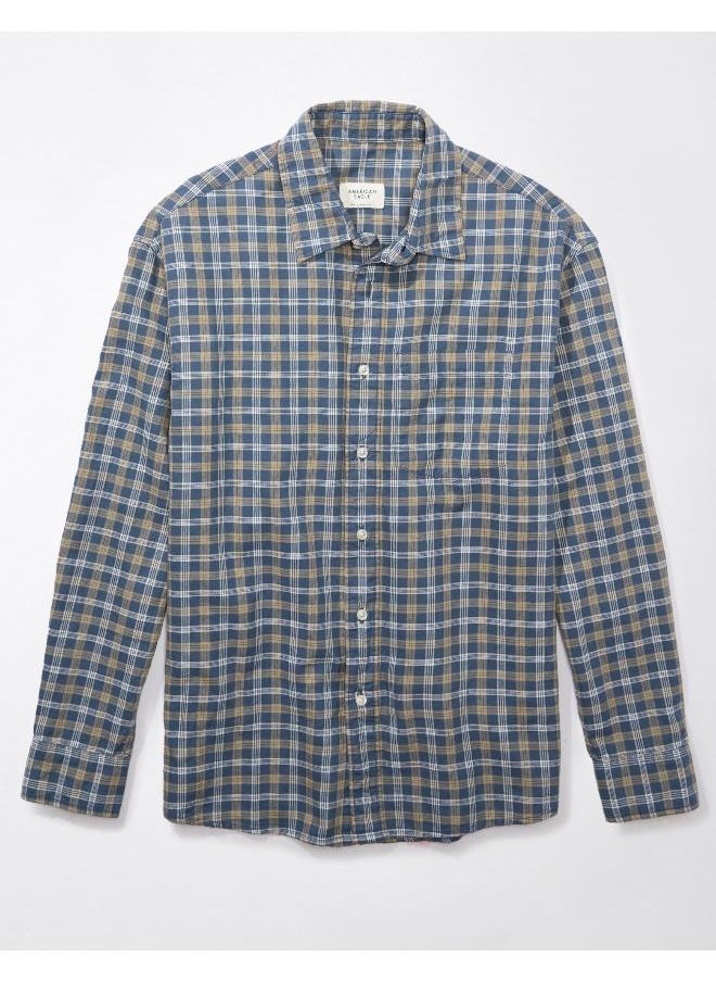 American Eagle - Regular Fit Long Sleeve Checked  Oxford Shirt - Image 1
