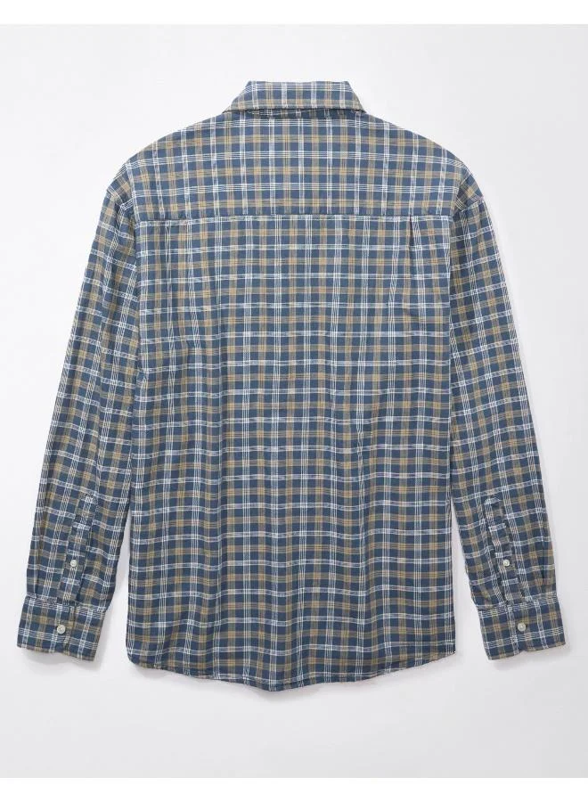 American Eagle Regular Fit Long Sleeve Checked  Oxford Shirt