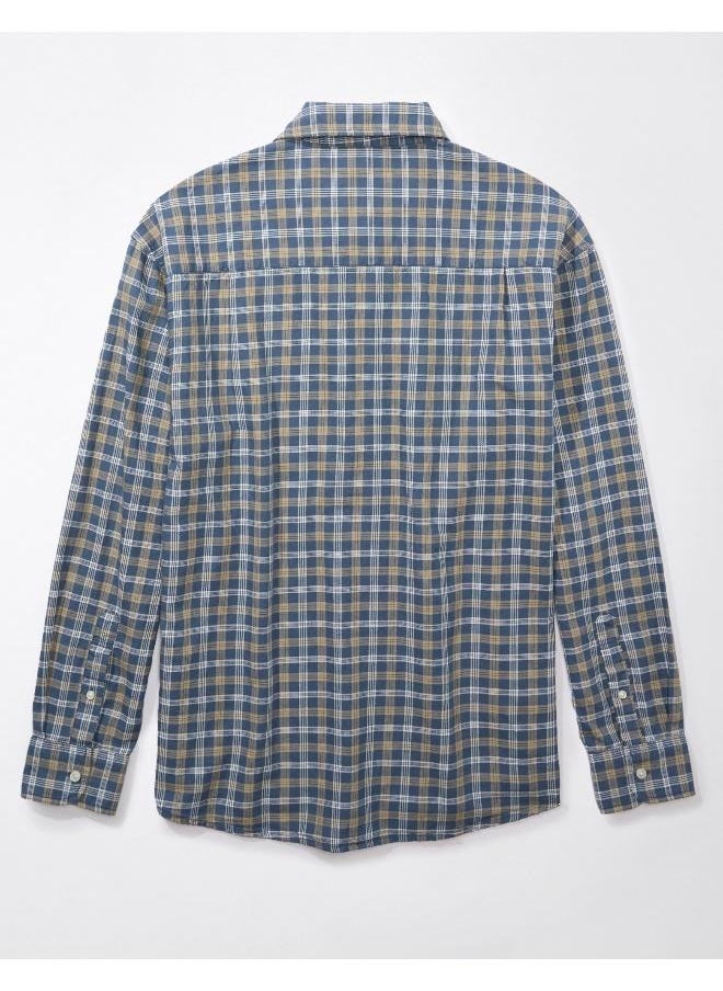 American Eagle - Regular Fit Long Sleeve Checked  Oxford Shirt - Image 1