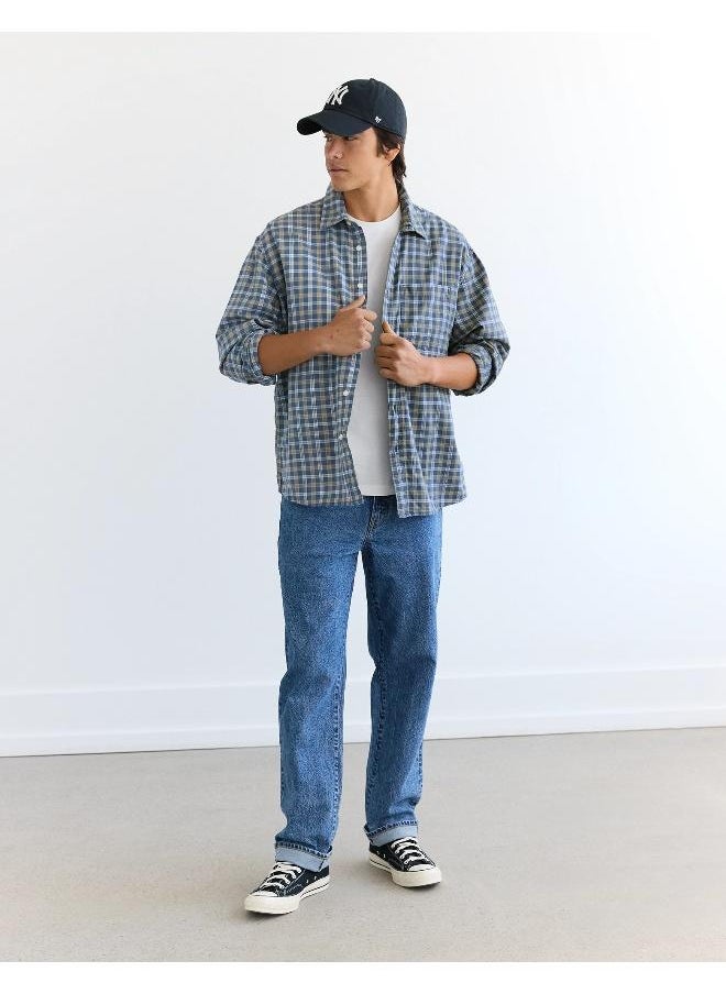 American Eagle - Regular Fit Long Sleeve Checked  Oxford Shirt - Image 1